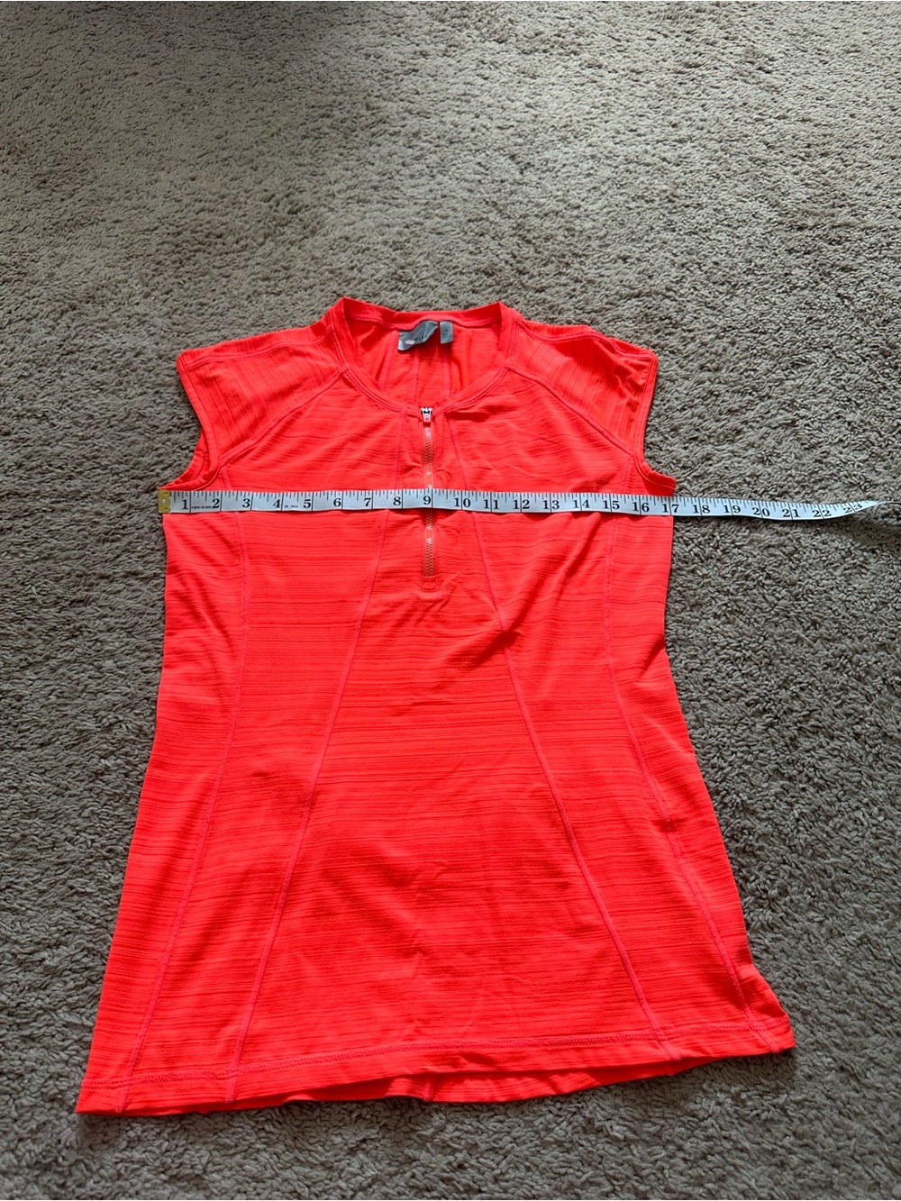 Athleta Bright Coral Orange Pacifica UPF Tank Top 1/4 Zipper Size M - Picture 5 of 7